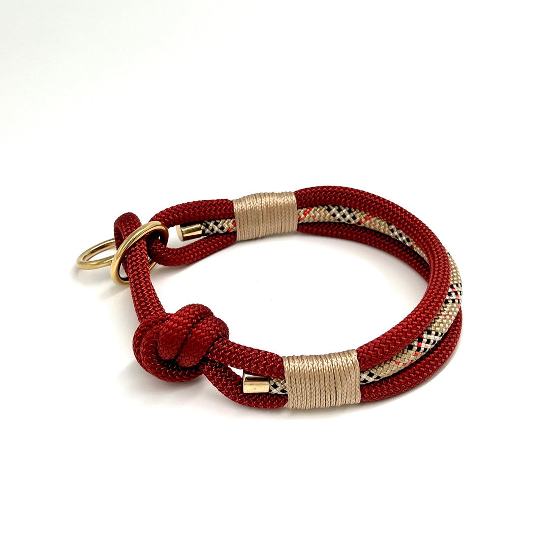 Tau-Zugstopp Halsband "Abendrot" - Kupfer - Creme gemustert