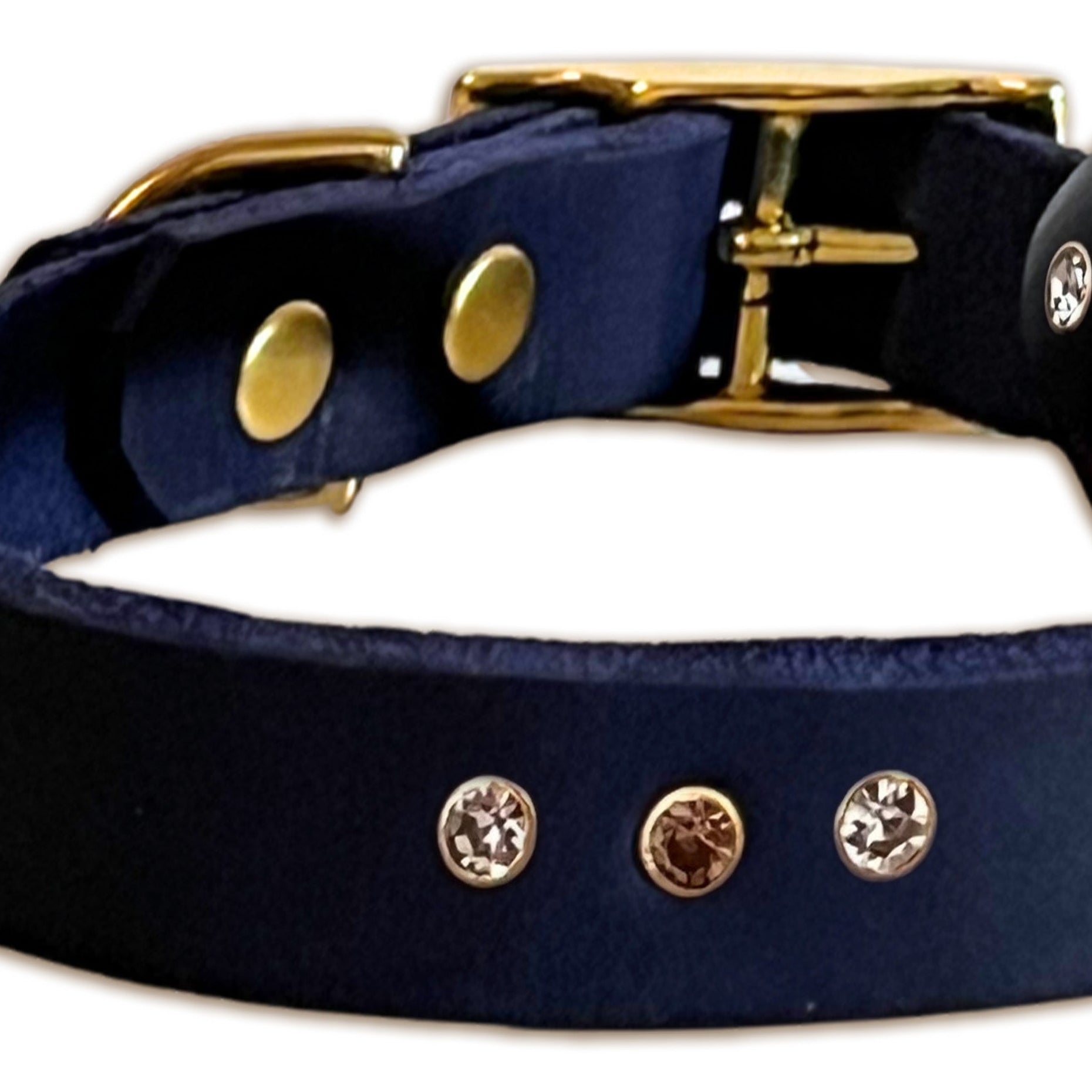 Partnerlook Set - Tova - Marine Leder STRASS - Halsband und Armband