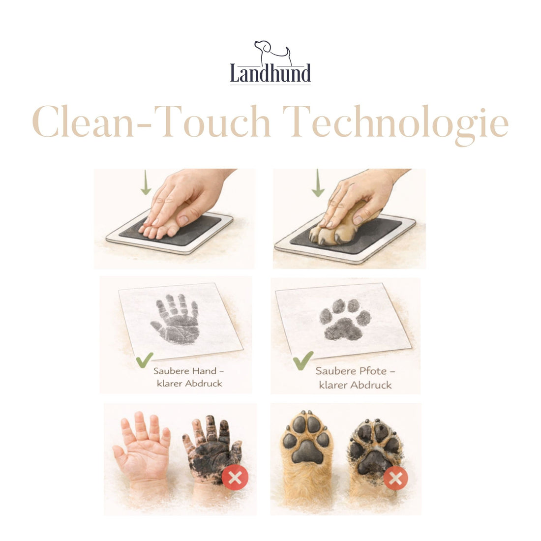 Pfoten-Abdruckset mit Clean Touch Technologie