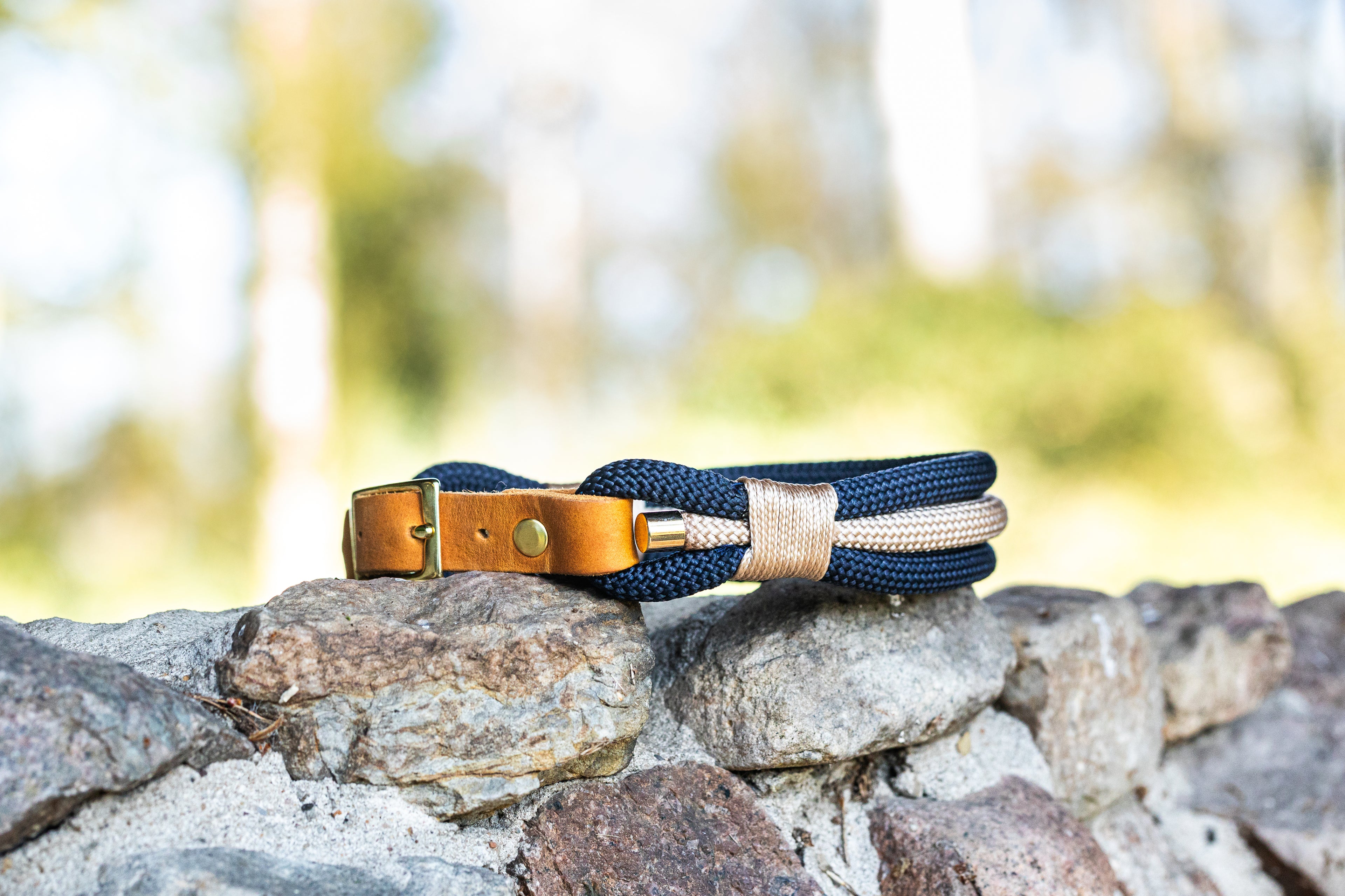 Hundehalsband dunkelblau creme nordlicht wintercollection