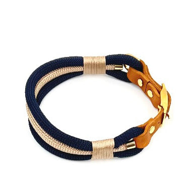 Partnerlook - Seelenband „Nordlicht“ - Halsband und Armband - Dunkelblau-Creme