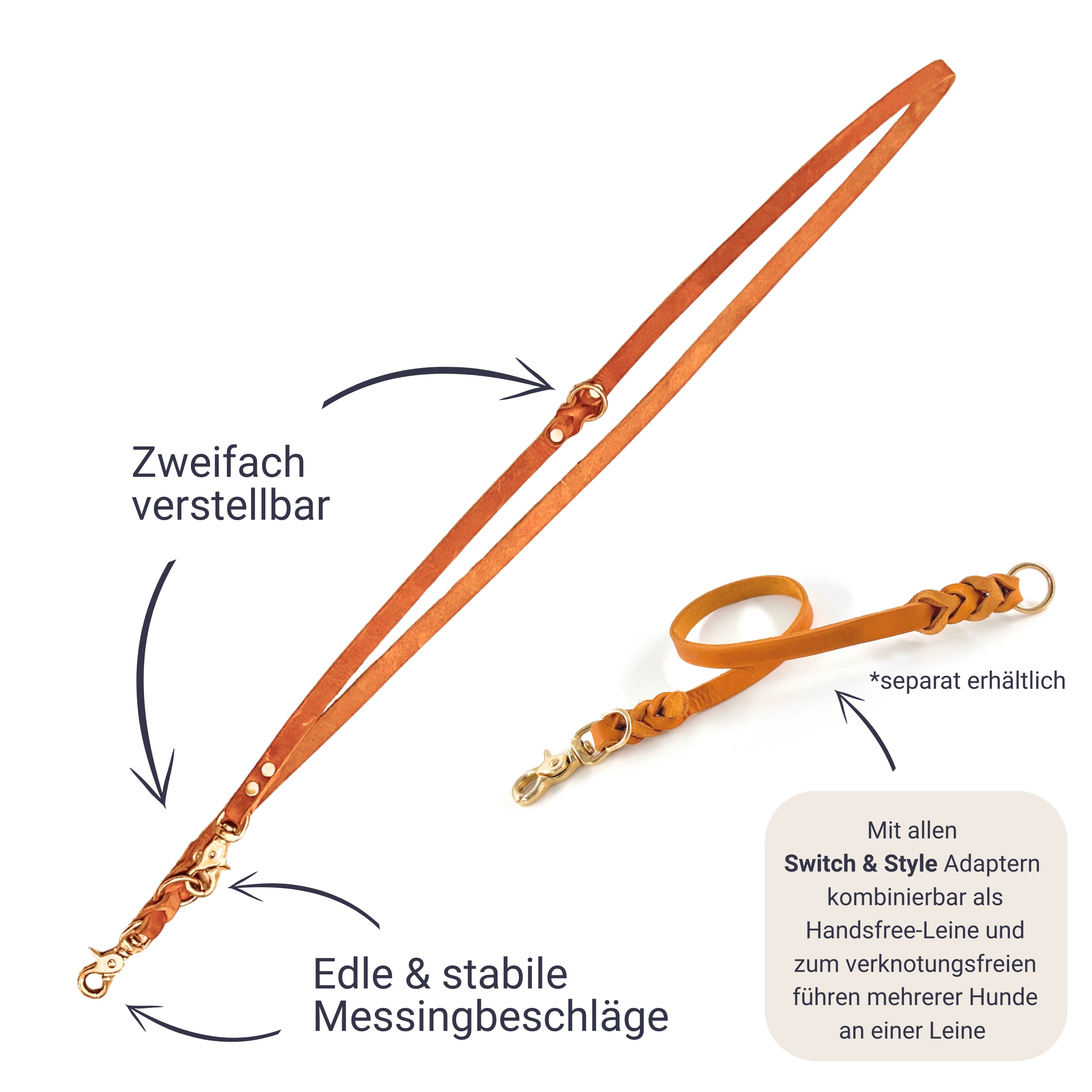 Leder Koppelleine - verschiedene Farben - Switch & Style