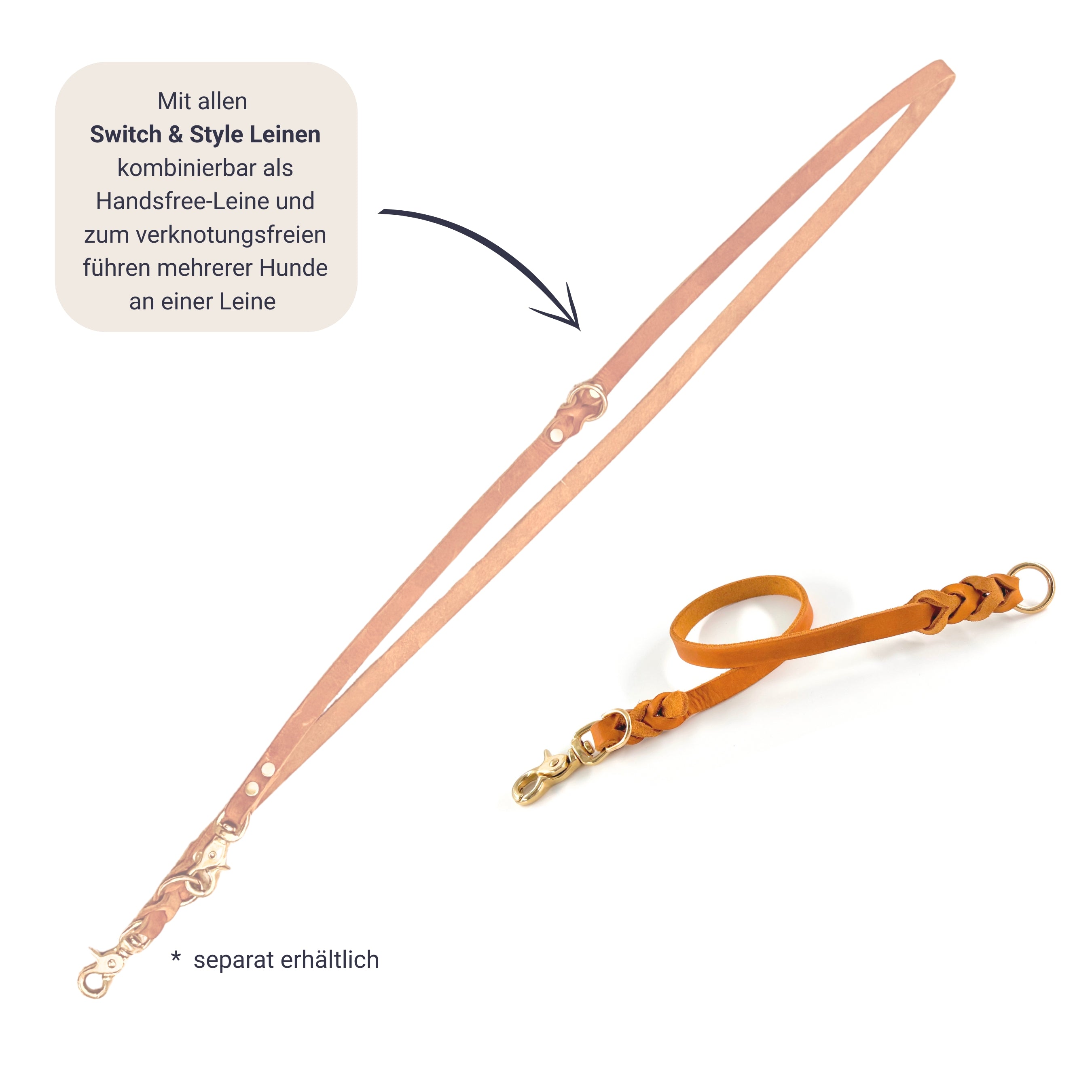 Leinen Adapter Koppelstück - Leder - verschiedene Farben - Switch & Style