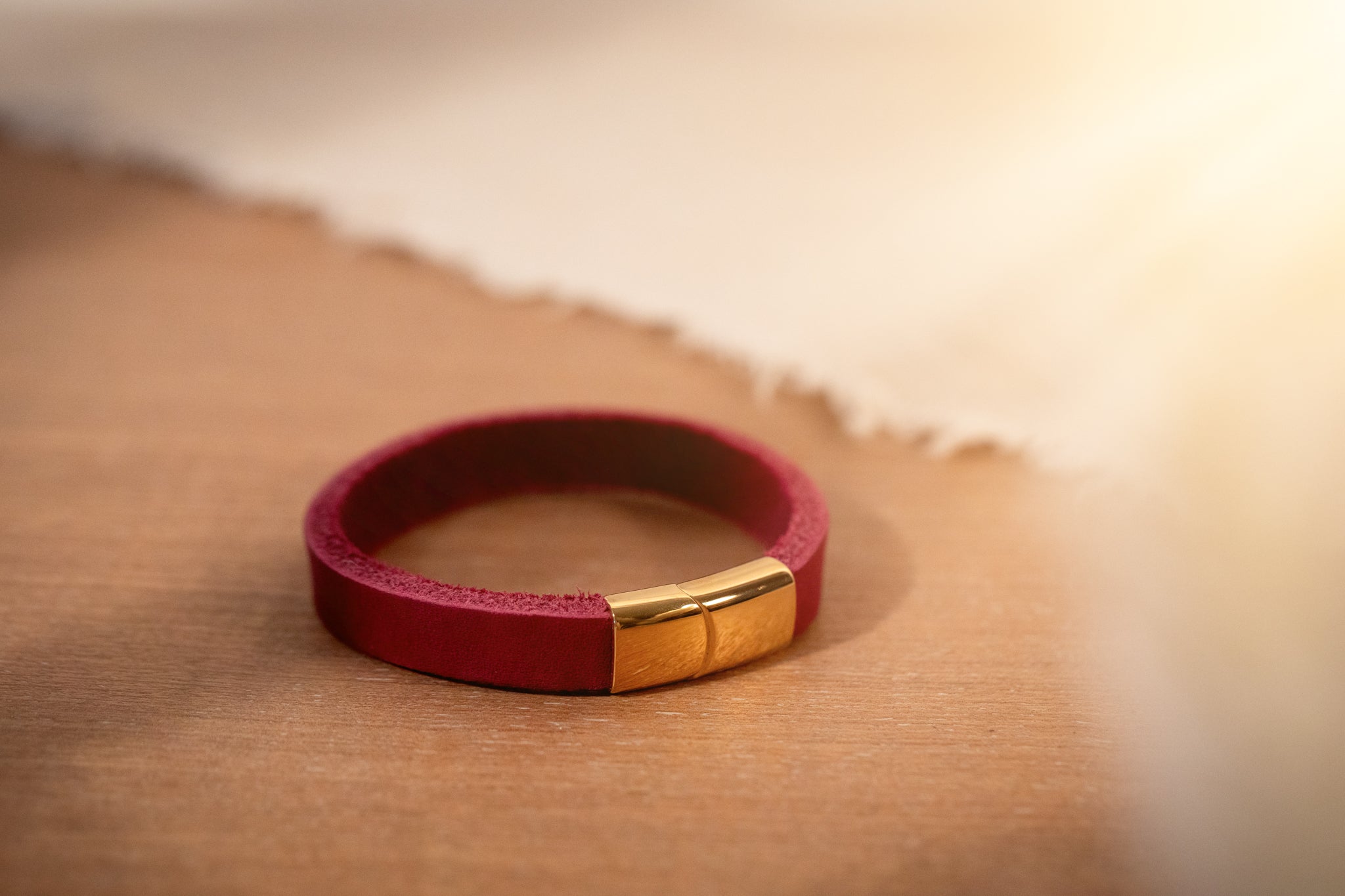 Partnerlook Set - Tova - Bordeaux Leder PUR - Halsband und Armband