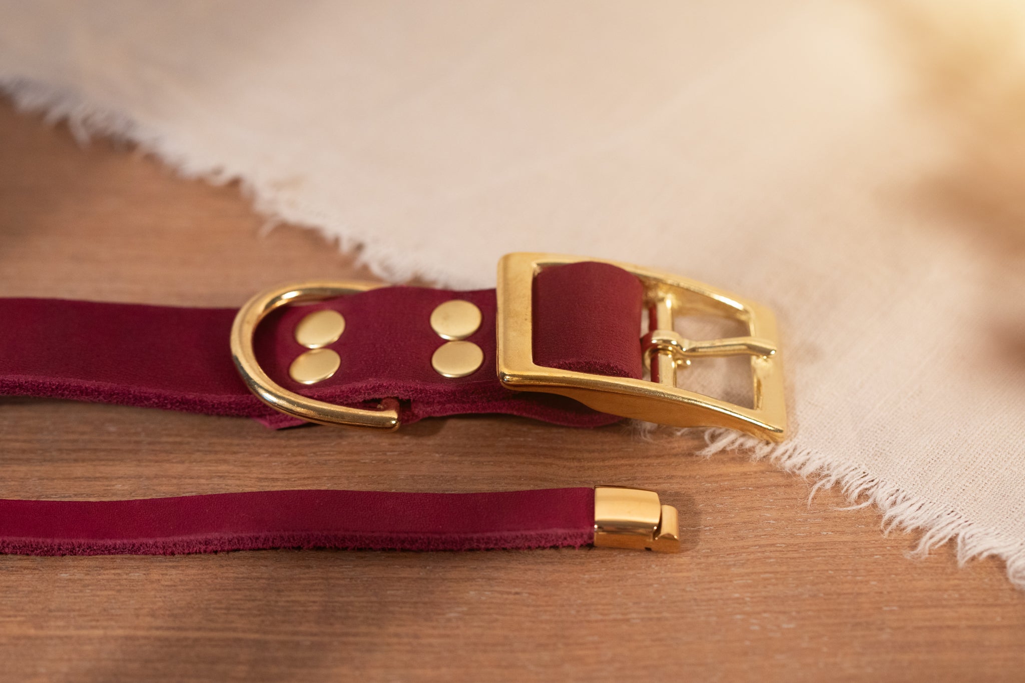 Partnerlook Set - Tova - Bordeaux Leder PUR - Halsband und Armband