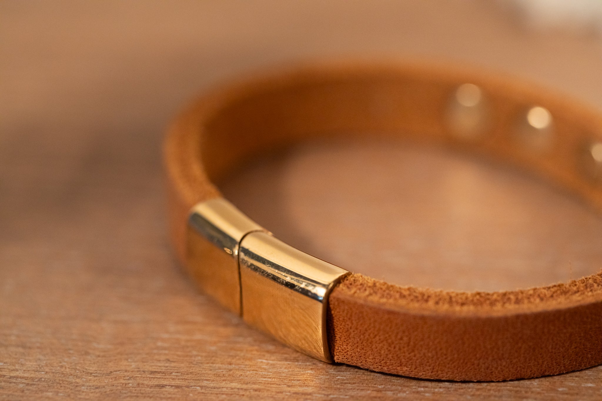 Partnerlook Set - „Weitblick“ - Halsband und Armband - Cognac Leder mit Strassnieten