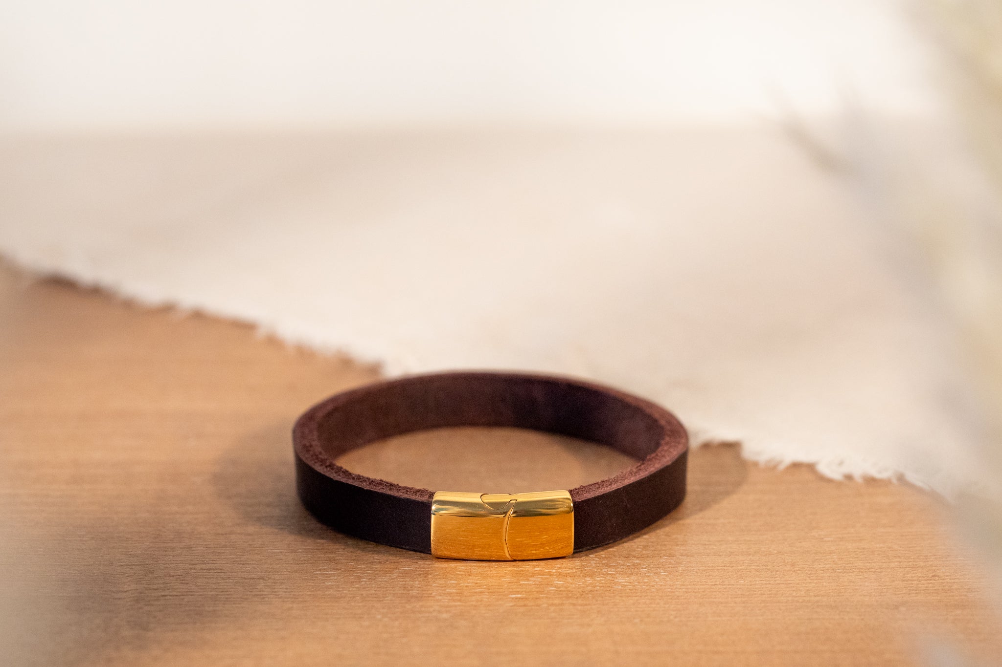 Partnerlook Set - Tova - Mocca Leder PUR - Halsband und Armband