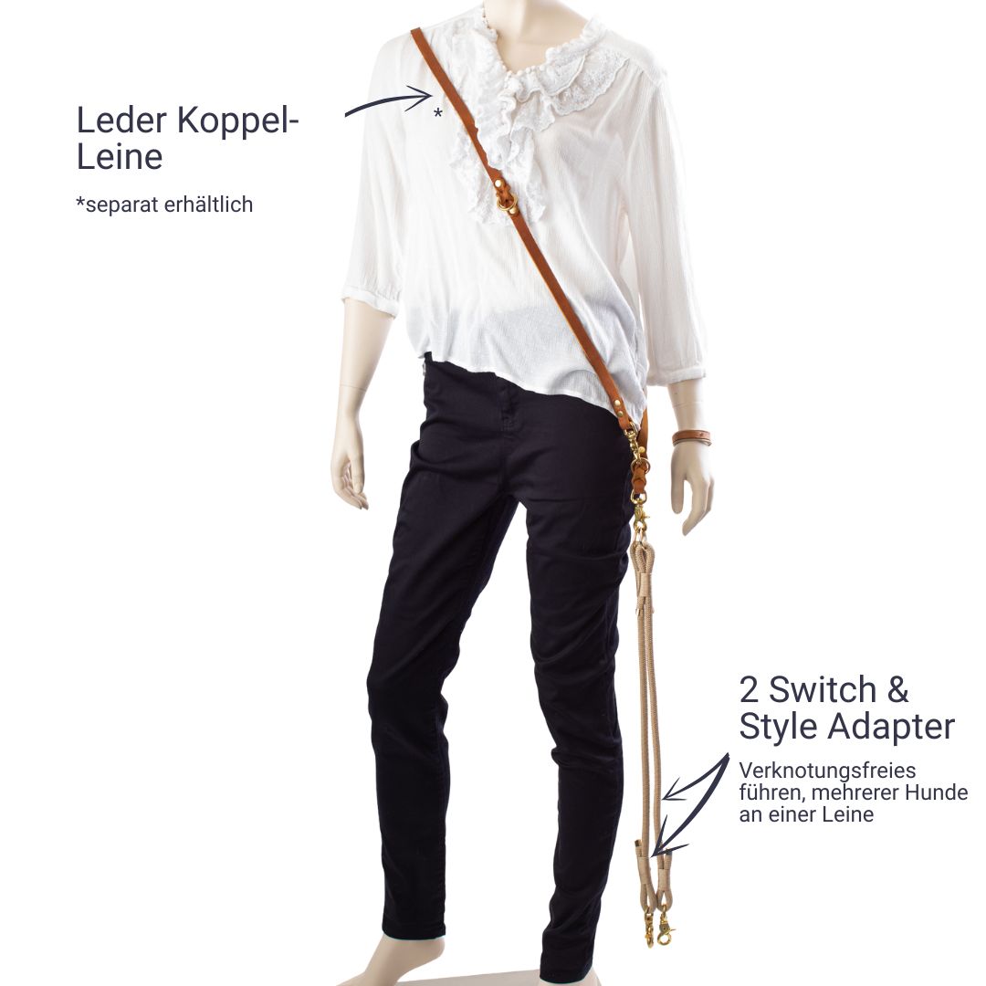 Leinen Adapter Koppelstück - Leder - verschiedene Farben - Switch & Style