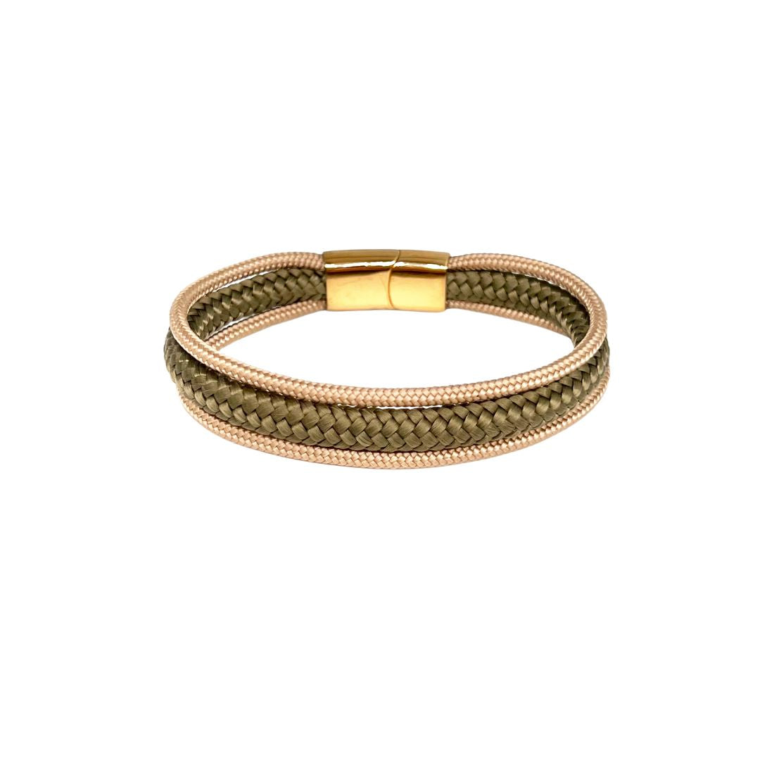 Partnerlook - Seelenband „Nordlicht“ - Halsband und Armband - Oliv-Creme