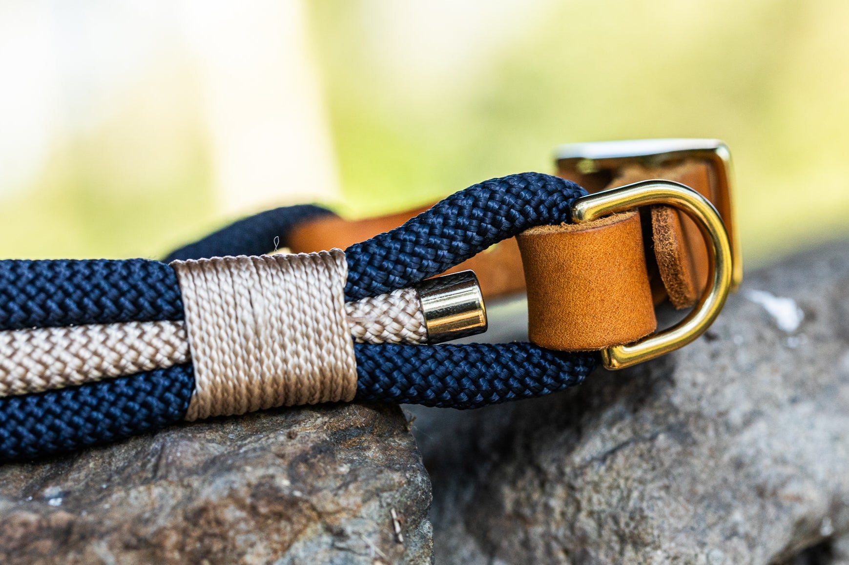 SET - Tauleine und Halsband "Nordlicht" | Dunkelblau-Creme