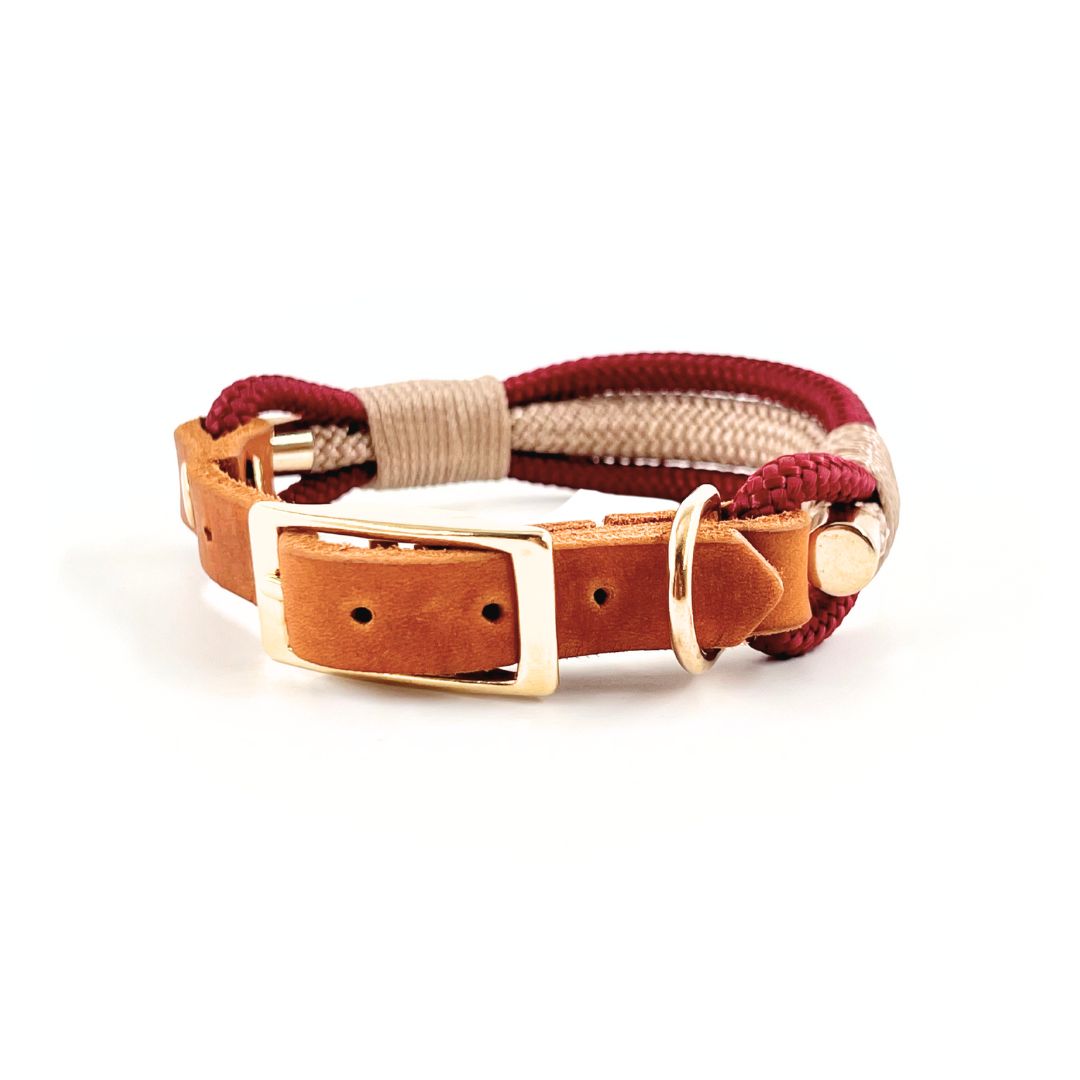 Tau-Halsband "Nordlicht" - Bordeaux-Creme