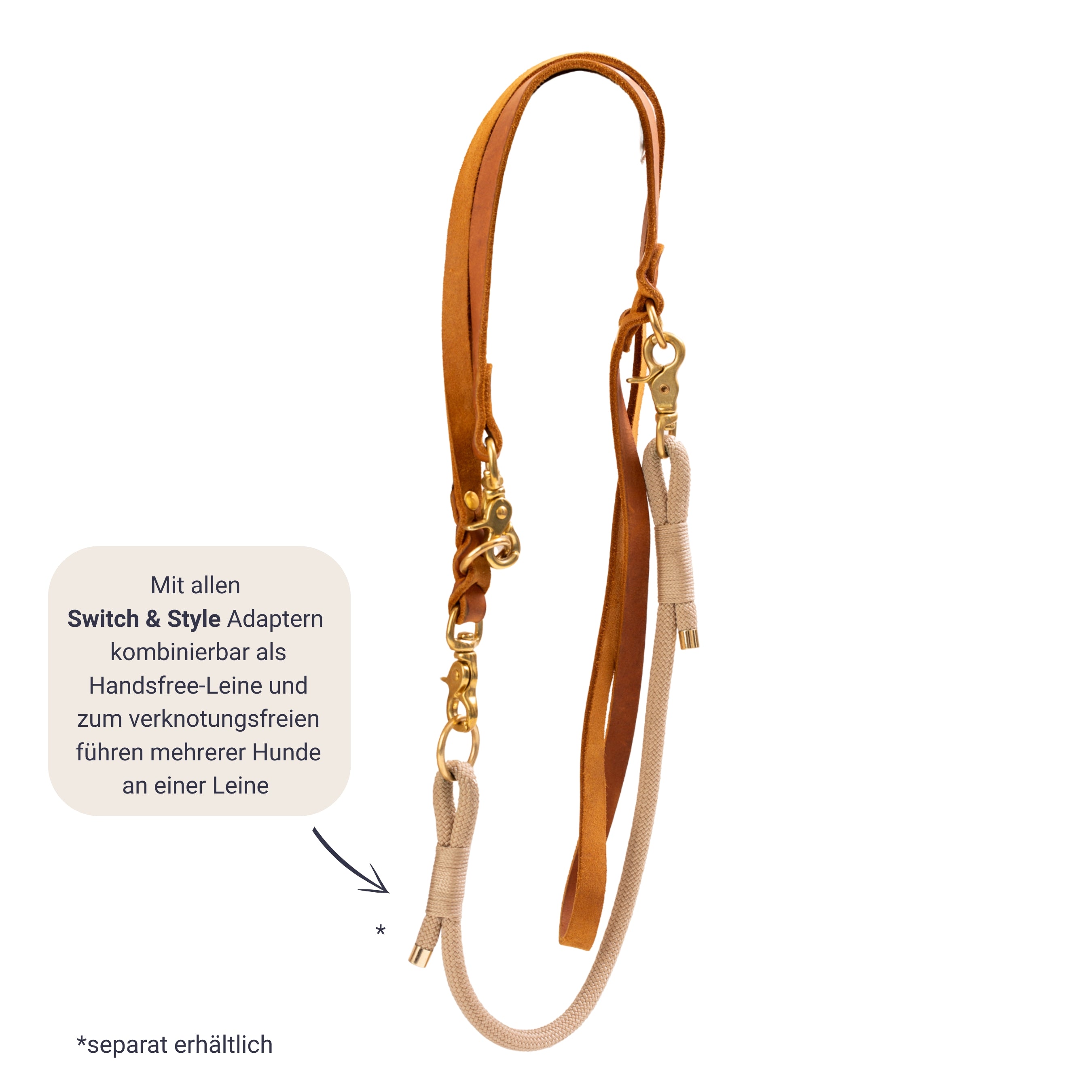 Leder Koppelleine - verschiedene Farben - Switch &amp; Style