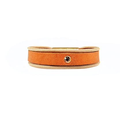 Partnerlook - Seelenband „Streifzug“ - Halsband und Armband - Cognac Leder x Creme