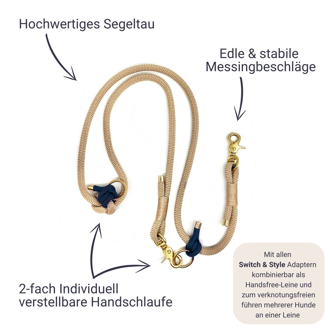 Tau-Leine &quot;Strandgold&quot; | Creme x Dunkelblau