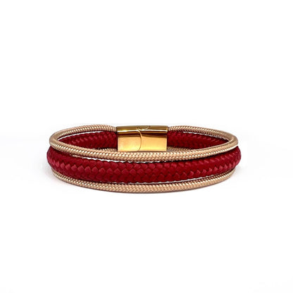 Partnerlook - Seelenband „Nordlicht“ - Halsband und Armband - Bordeaux-Creme