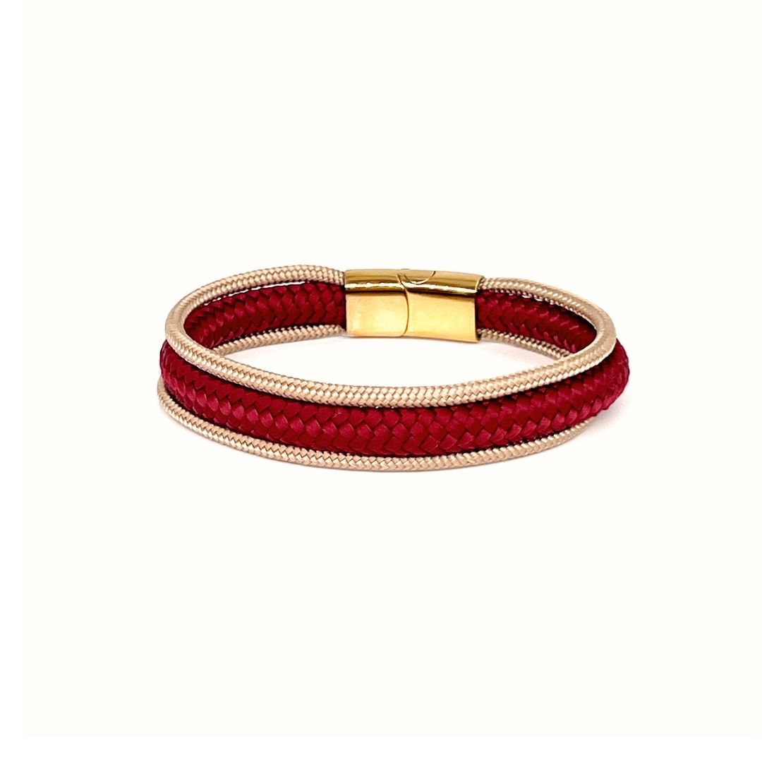 Partnerlook - Seelenband „Nordlicht“ - Halsband und Armband - Bordeaux-Creme