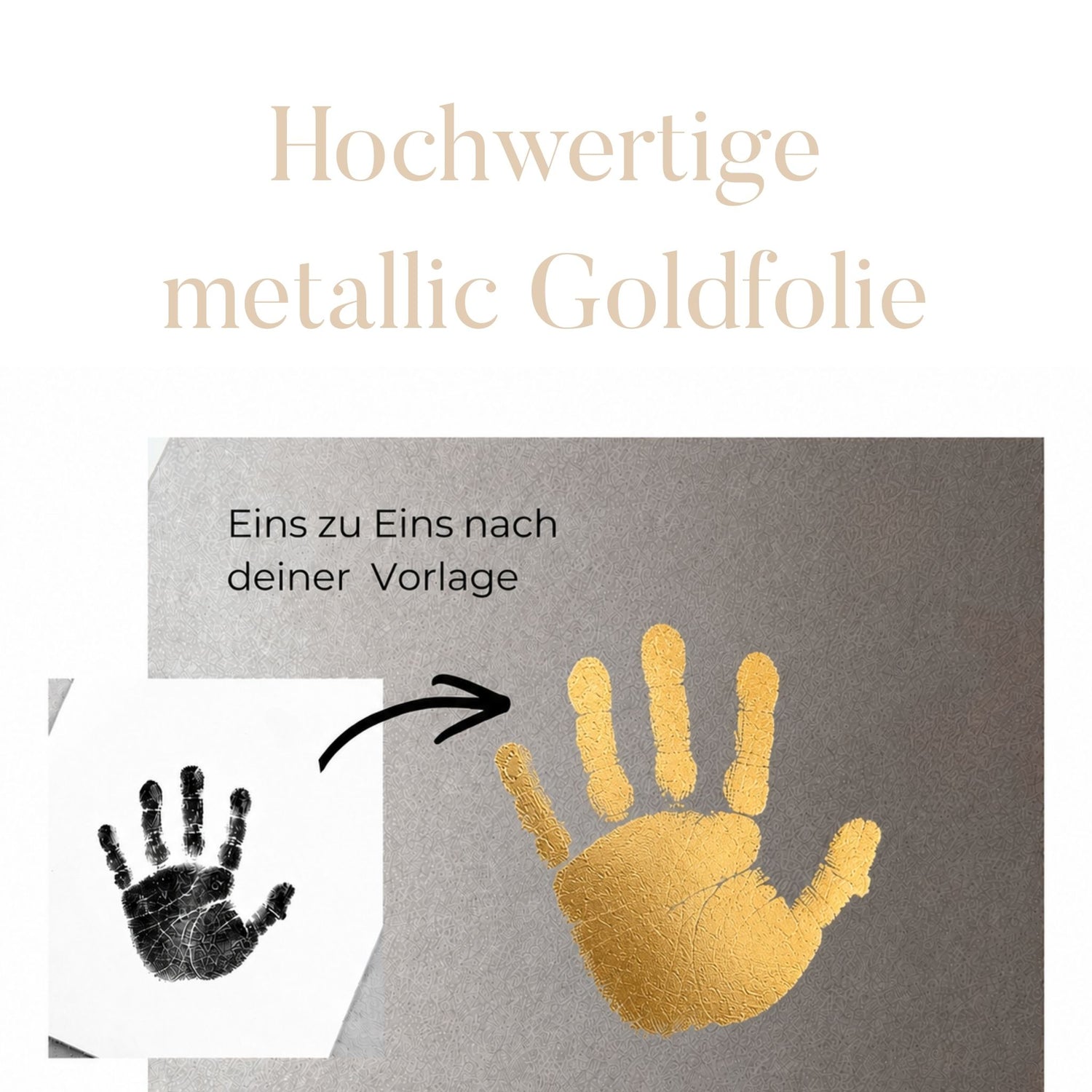 Personalisierter Hand- und Fußabdruck deines Kindes in Gold - gerahmt