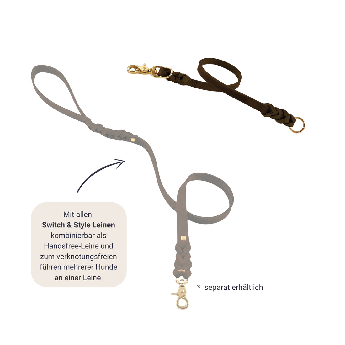 Leinen Adapter Koppelstück - Leder - verschiedene Farben - Switch &amp; Style