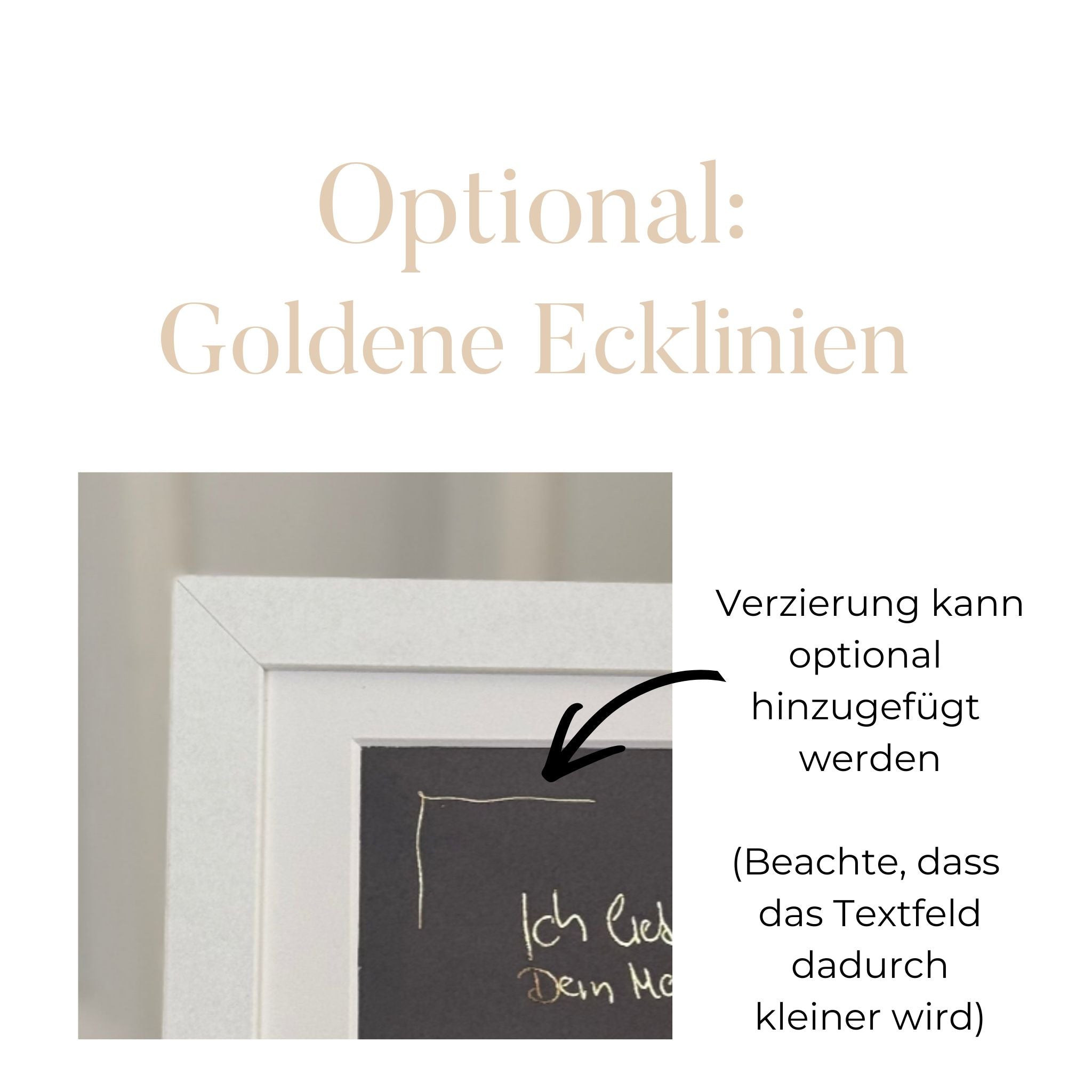 Deine handschriftliche Botschaft veredelt in Gold - gerahmt - Größe S - 20x15cm Rahmen