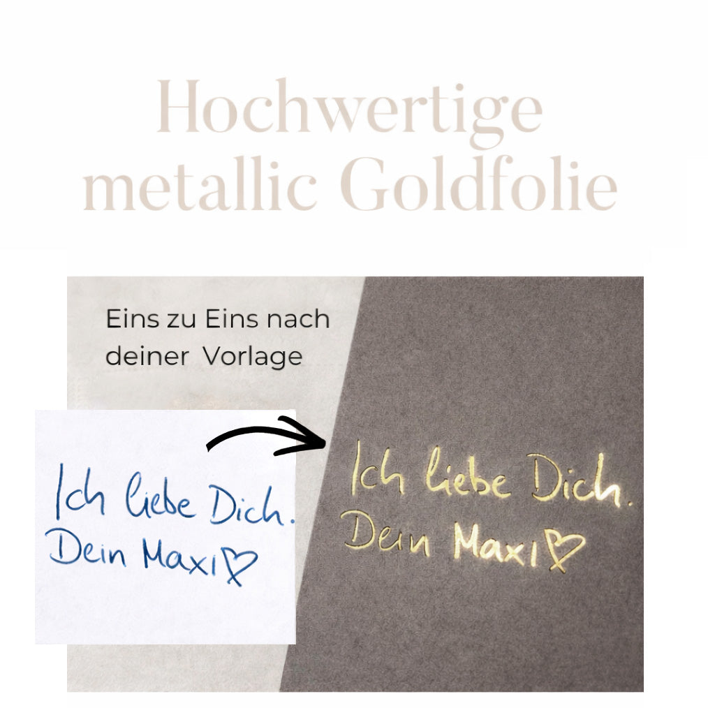 Deine handschriftliche Botschaft veredelt in Gold - gerahmt - Größe S - 20x15cm Rahmen