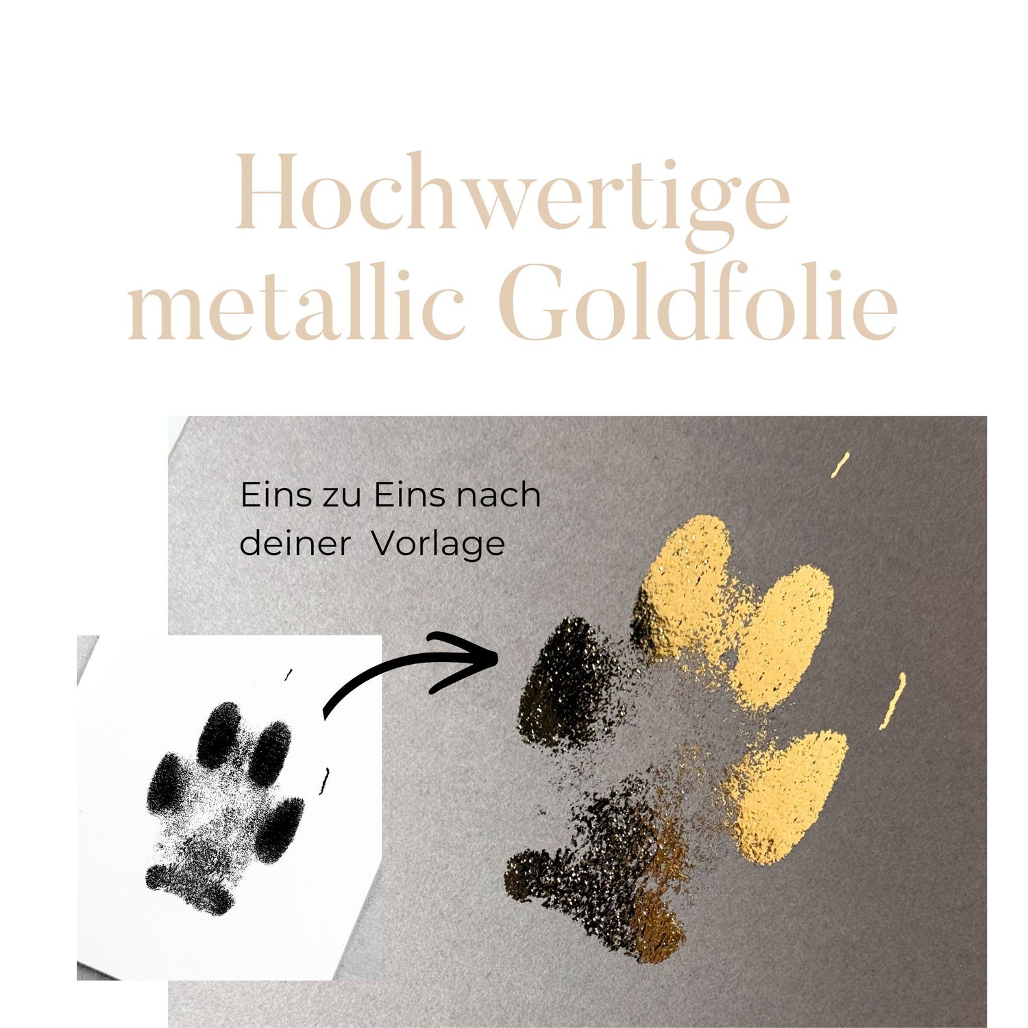 Personalisierter Pfotenabdruck in Gold - gerahmt - Größe M - 20x26cm
