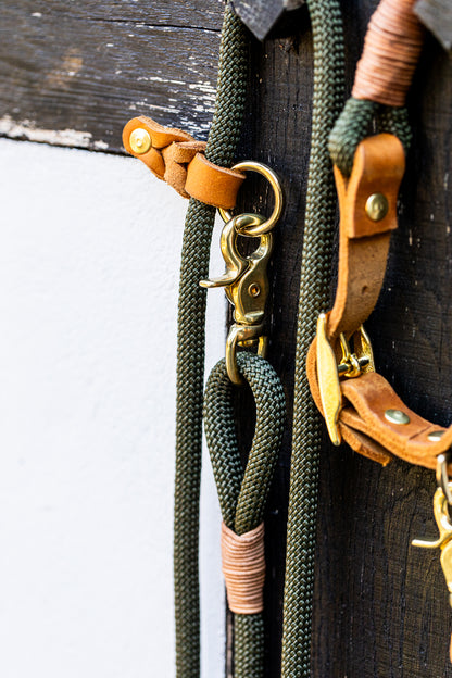 SET - Tauleine und Halsband &quot;Waldgold&quot; - waldgrün &amp; cognac