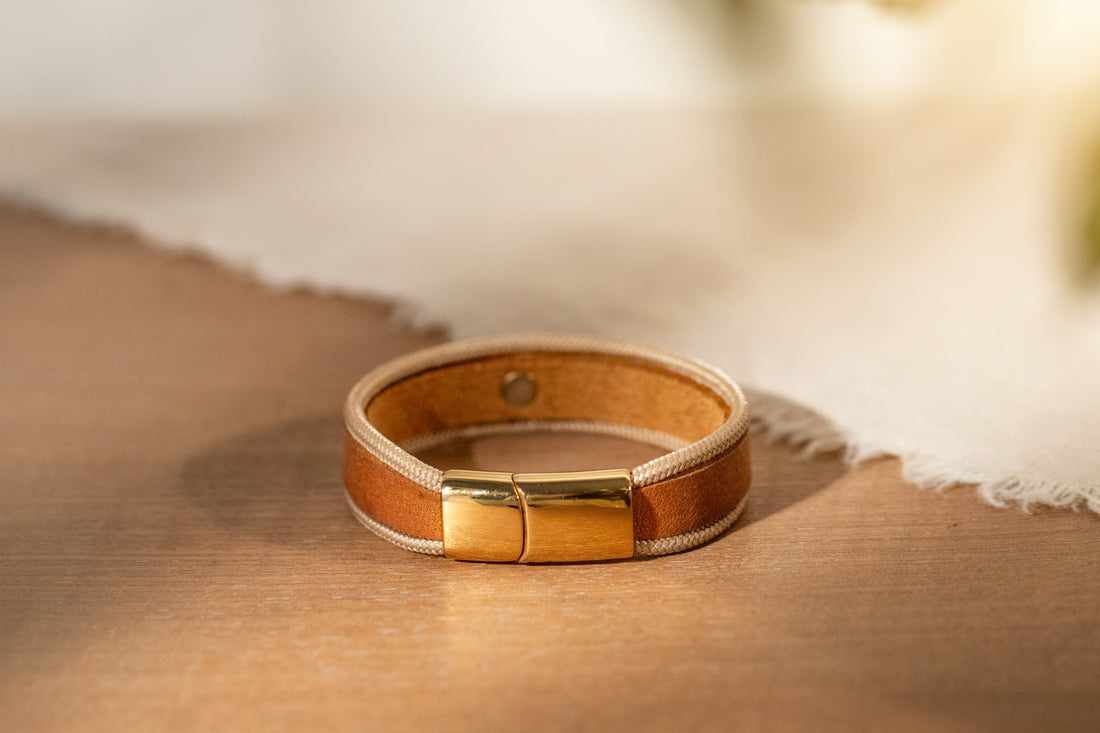 Armband - &quot;Lykke&quot; cognac Leder x creme