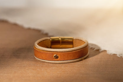 Armband - &quot;Lykke&quot; cognac Leder x creme