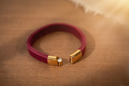 Partnerlook Set - Tova - Bordeaux Leder PUR - Halsband und Armband