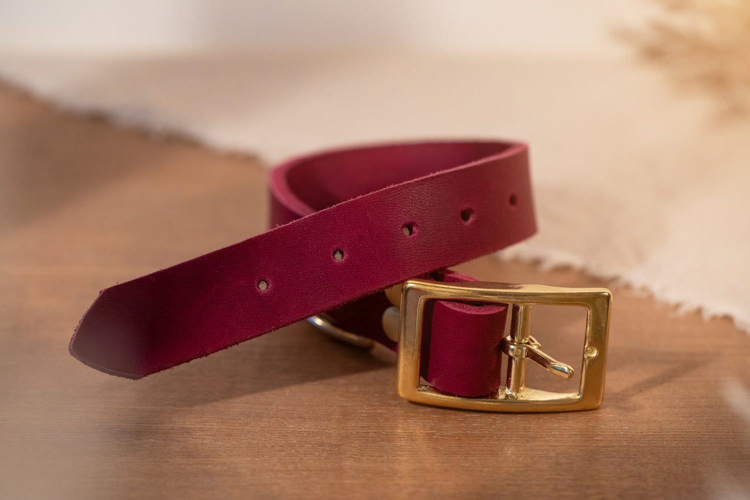 Partnerlook Set - Tova - Bordeaux Leder PUR - Halsband und Armband