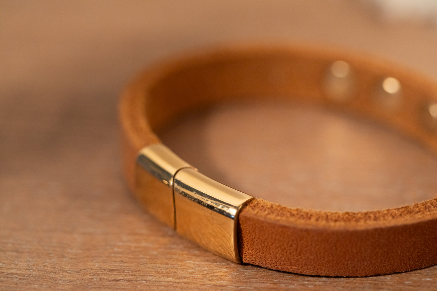 Partnerlook Set - „Weitblick“ - Halsband und Armband - Cognac Leder mit Strassnieten