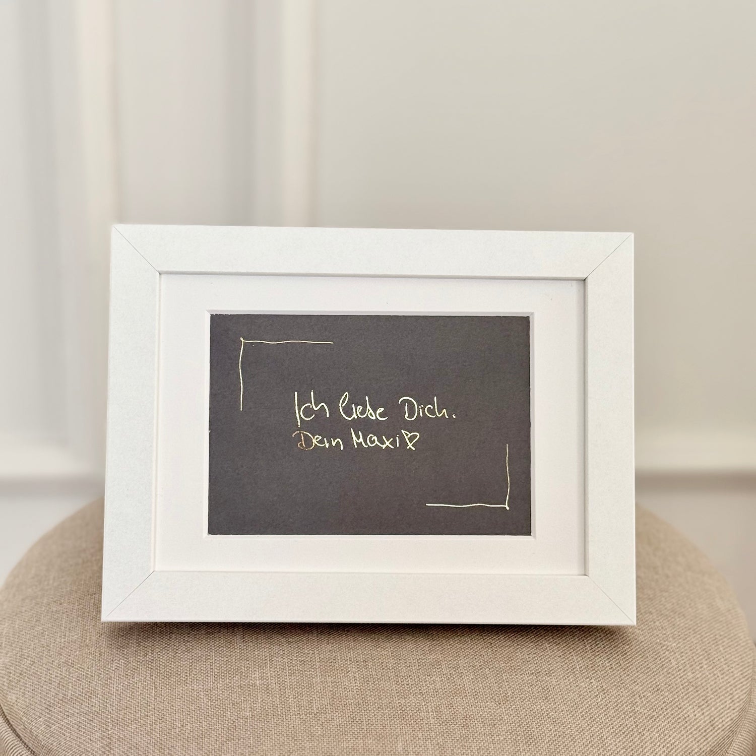 Deine handschriftliche Botschaft veredelt in Gold - gerahmt - Größe S - 20x15cm Rahmen