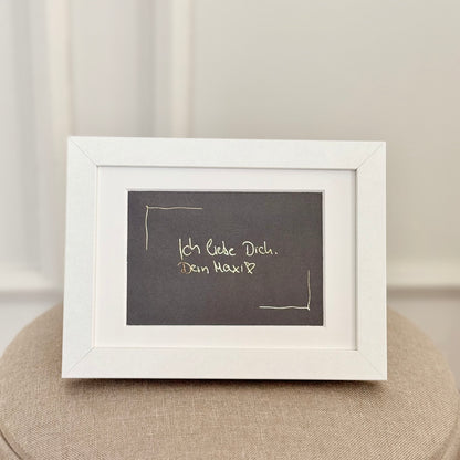 Deine handschriftliche Botschaft veredelt in Gold - gerahmt - Größe S - 20x15cm Rahmen