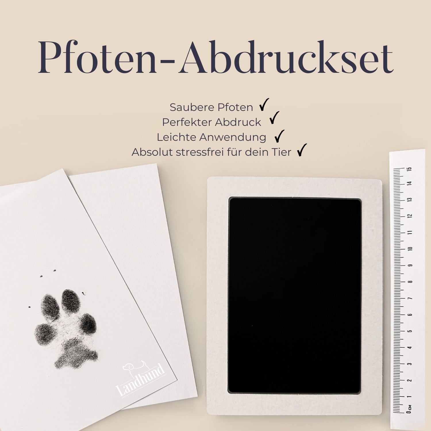 Personalisierter Pfotenabdruck in Gold - gerahmt - Größe M - 20x26cm