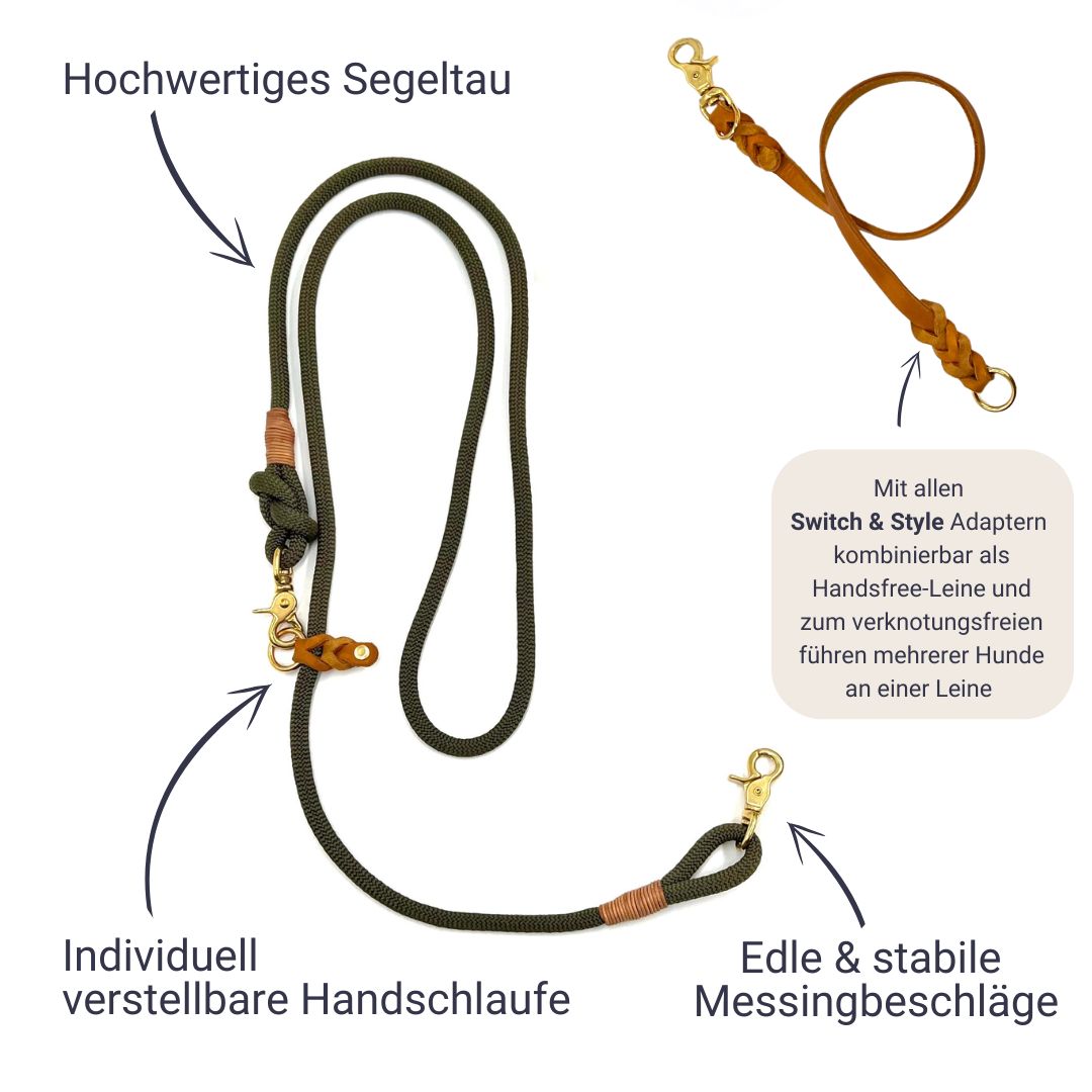 Tau-Leine &quot;Waldgold&quot; - Waldgrün-Cognac