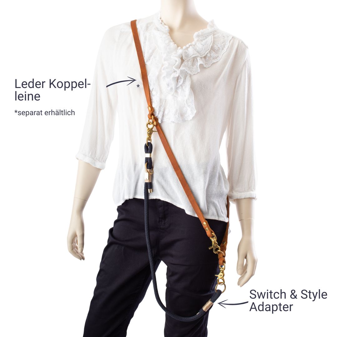 Switch &amp; Style Leinen Adapter Koppelstück &quot;Nordlicht&quot; - Dunkelblau-Creme