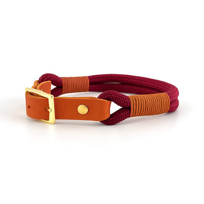 SET - Tauleine und Halsband &quot;Waldgold&quot; | bordeaux &amp; cognac
